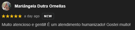 Review muito positiva no google sobre o atendimento do dr. Leonardo Vivas