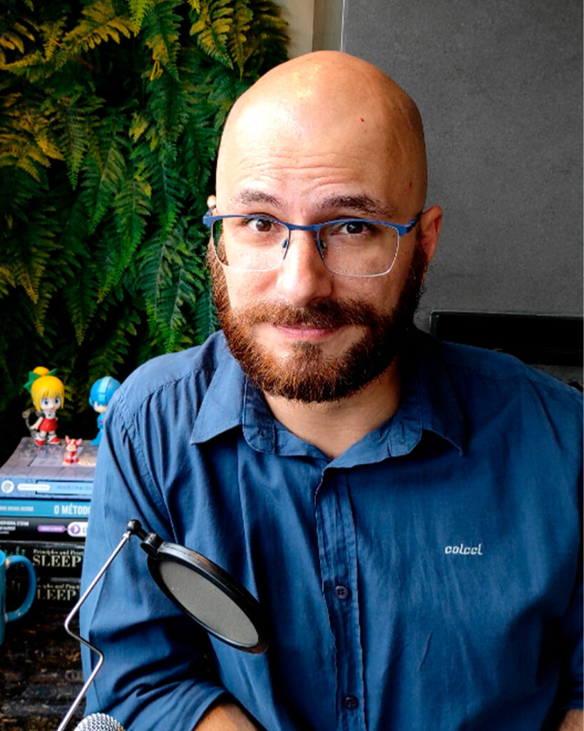 Foto do Dr. Leonardo Vivas em seu escritório.